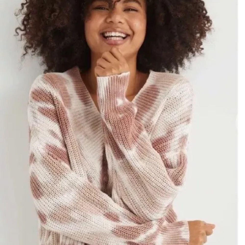 Aerie Pink, Tan and Cream Women's Sweater